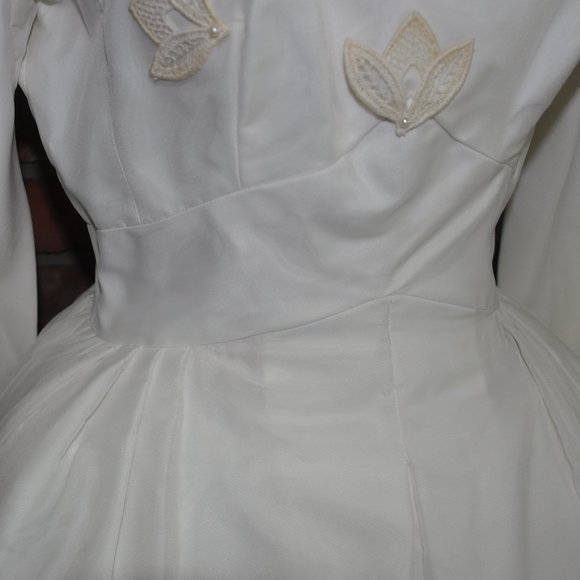 Vintage 50s 60s ILGWU Unoin Made Crinoline Modest Wedding Grad Dress Gown S - Picture 6 of 13